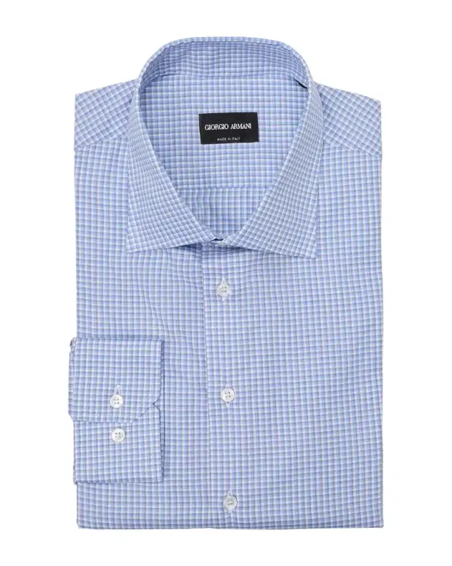 Giorgio Armani Men 's Cotton Plaid Dress Shirt