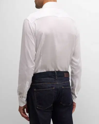 Giorgio Armani Men's Solid Tencel Sport Shirt | Thumbnail 2