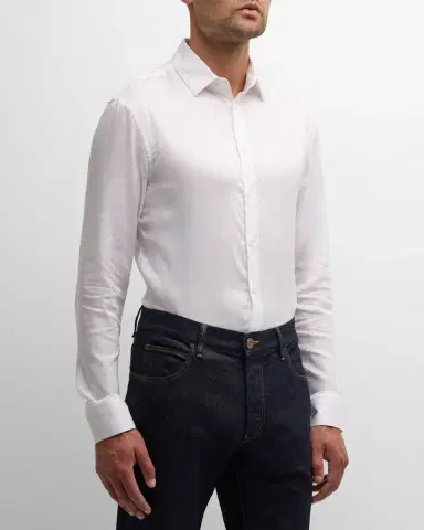 Giorgio Armani Men's Solid Tencel Sport Shirt | Thumbnail 3