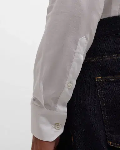 Giorgio Armani Men's Solid Tencel Sport Shirt | Thumbnail 5