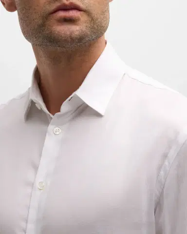 Giorgio Armani Men's Solid Tencel Sport Shirt | Thumbnail 7