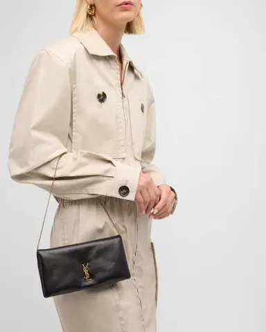 Saint Laurent Calypso YSL Pouch Clutch Bag in Lambskin Leather | Thumbnail 2