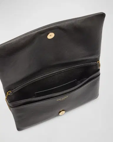 Saint Laurent Calypso YSL Pouch Clutch Bag in Lambskin Leather | Thumbnail 3