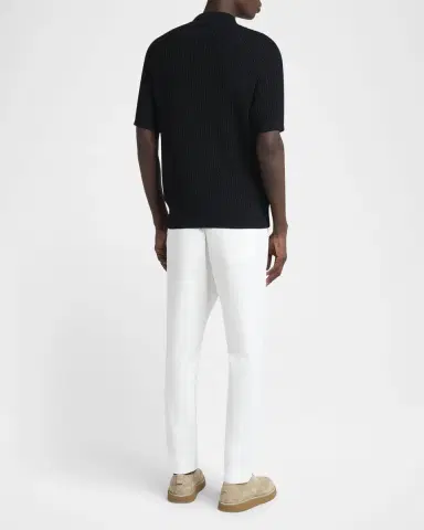 Giorgio Armani Men's Textured Knit Short-Sleeve Quarter-Zip Polo Sweater | Thumbnail 2 Giorgio Armani Men's Textured Knit Short-Sleeve Quarter-Zip Polo Sweater | Thumbnail 2