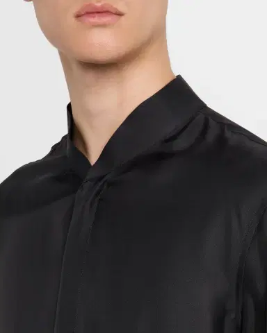 Giorgio Armani Men's Silk Dress Shirt with Stand Collar | Thumbnail 5 Giorgio Armani Men's Silk Dress Shirt with Stand Collar | Thumbnail 5