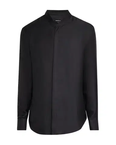 Giorgio Armani Men's Silk Dress Shirt with Stand Collar | Thumbnail 1 Giorgio Armani Men's Silk Dress Shirt with Stand Collar | Thumbnail 1