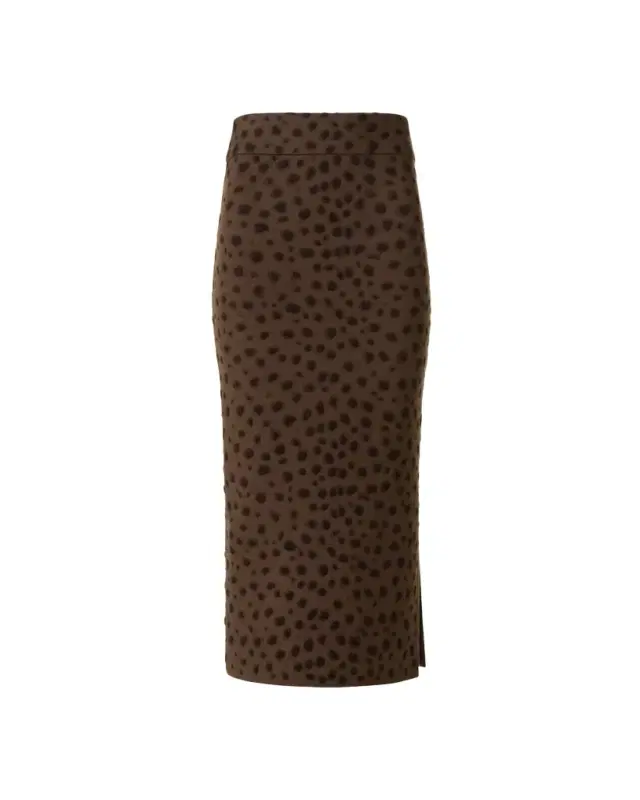Leopard Jacquard Knit Midi Tube Skirt