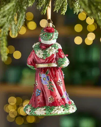 Jay Strongwater Floral Santa Christmas Ornament | Thumbnail 2