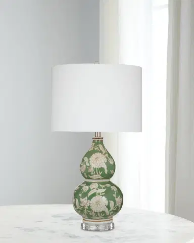 Katherine Noble by BMC Capri 28" Floral Double-Gourd Table Lamp | Thumbnail 2 Katherine Noble by BMC Capri 28" Floral Double-Gourd Table Lamp | Thumbnail 2