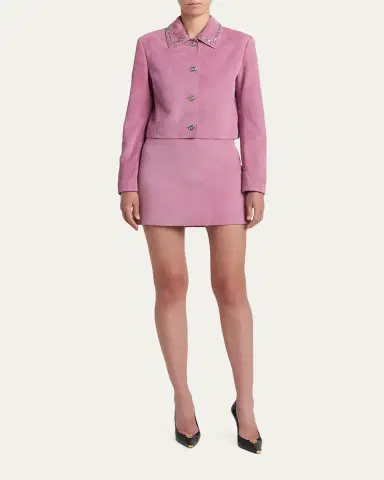Versace Embellished Lamb Suede Mini Skirt | Thumbnail 2 Versace Embellished Lamb Suede Mini Skirt | Thumbnail 2