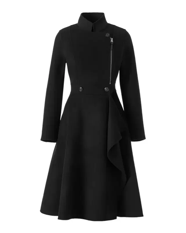 Annia Wool Flared Wrap Coat