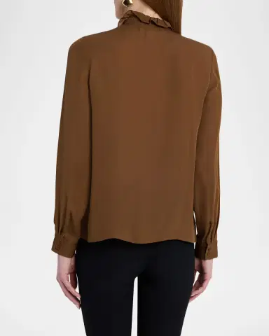 Nili Lotan Lily Ruffle-Embellished Silk Blouse | Thumbnail 3