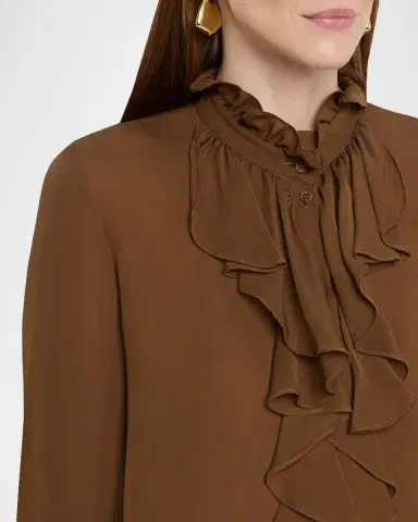 Nili Lotan Lily Ruffle-Embellished Silk Blouse | Thumbnail 6