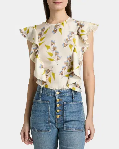 Ulla Johnson Botanical Ruffled Silk Top | Thumbnail 4 Ulla Johnson Botanical Ruffled Silk Top | Thumbnail 4