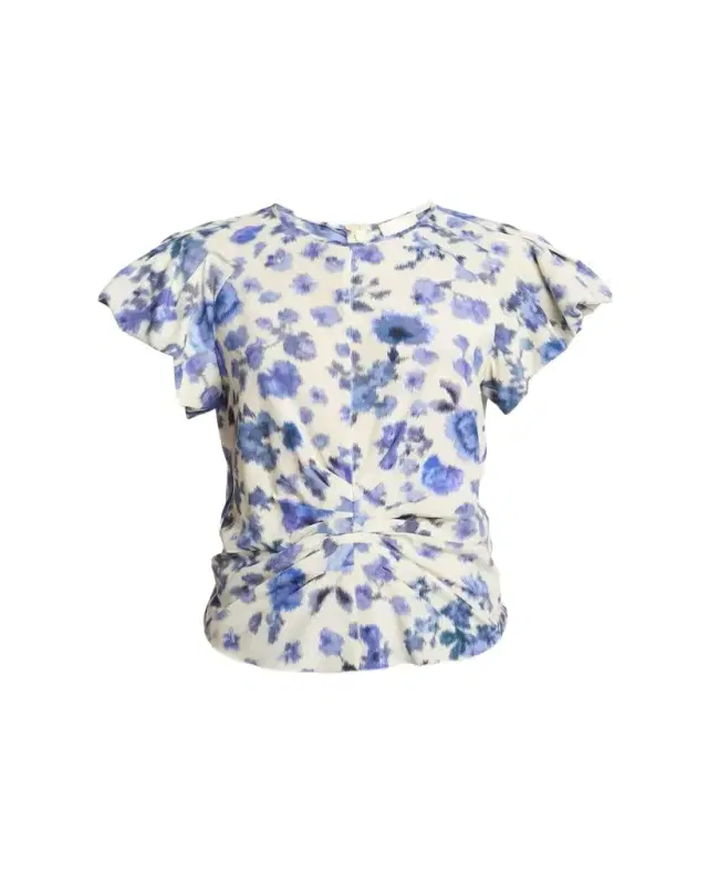 Tullya Printed Draped Stretch Silk Top