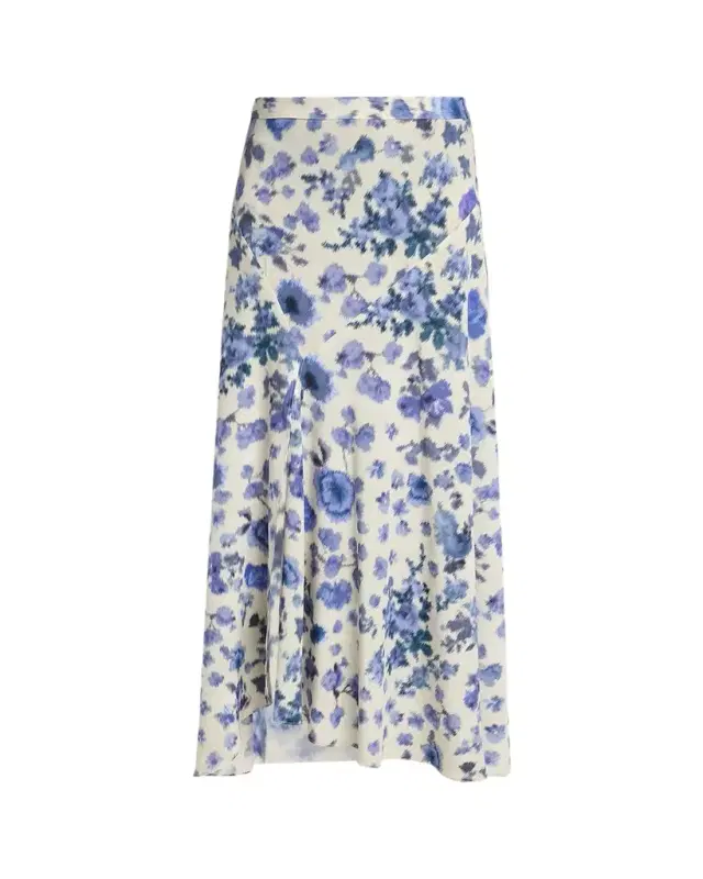 Sakura Blur Floral Slit Midi Skirt