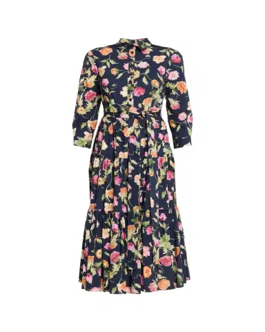 Carolina Herrera Belted 3/4-Sleeve Floral Cotton Midi Shirt Dress | Thumbnail 1