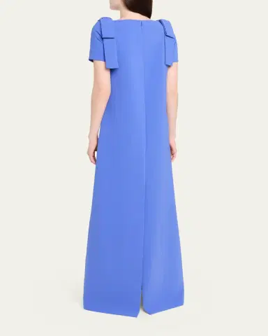 Carolina Herrera Embroidered Bow-Shoulder A-Line Gown | Thumbnail 3