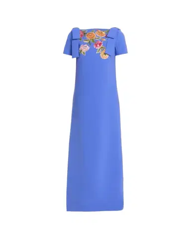 Carolina Herrera Embroidered Bow-Shoulder A-Line Gown | Thumbnail 1