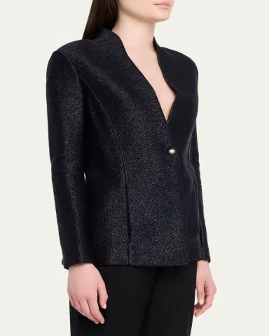 Giorgio Armani Metallic Raffia Single-Breasted Jacket | Thumbnail 4 Giorgio Armani Metallic Raffia Single-Breasted Jacket | Thumbnail 4