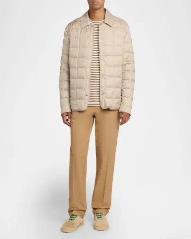 Moncler Men's Castellana Square-Quilted Down Shirt Jacket | Thumbnail 2