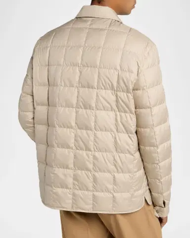 Moncler Men's Castellana Square-Quilted Down Shirt Jacket | Thumbnail 3