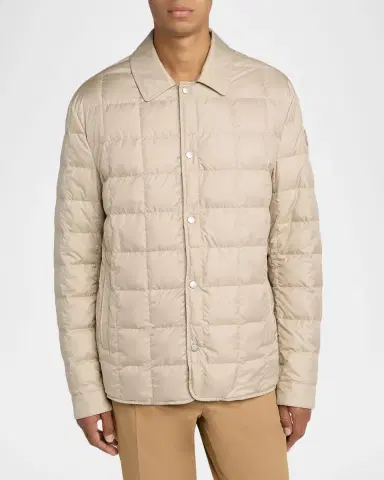 Moncler Men's Castellana Square-Quilted Down Shirt Jacket | Thumbnail 4