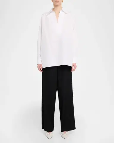 Lafayette 148 New York Oversized Cotton Popover Shirt | Thumbnail 2