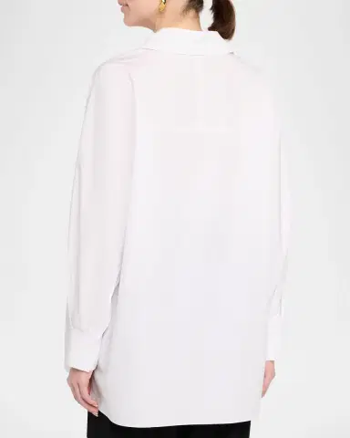 Lafayette 148 New York Oversized Cotton Popover Shirt | Thumbnail 3