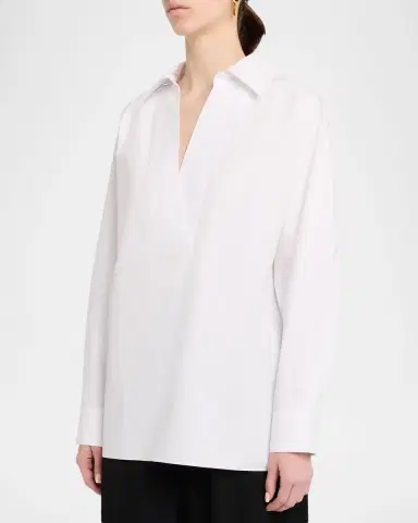 Lafayette 148 New York Oversized Cotton Popover Shirt | Thumbnail 4