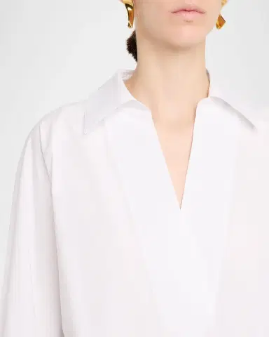 Lafayette 148 New York Oversized Cotton Popover Shirt | Thumbnail 5