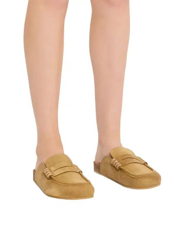 Suede Stitch Loafer Mules