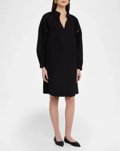 Lafayette 148 New York Soutache-Inset Cotton Poplin Dress | Thumbnail 4 Lafayette 148 New York Soutache-Inset Cotton Poplin Dress | Thumbnail 4