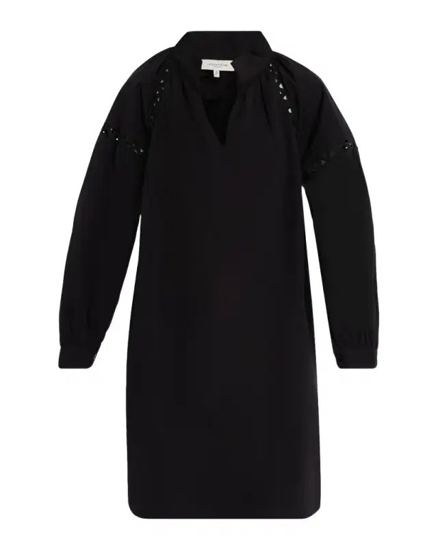 Soutache-Inset Cotton Poplin Dress