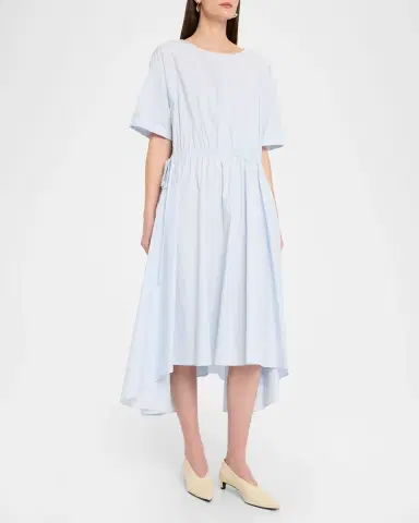 Lafayette 148 New York Drawstring Cotton Midi Dress | Thumbnail 4 Lafayette 148 New York Drawstring Cotton Midi Dress | Thumbnail 4