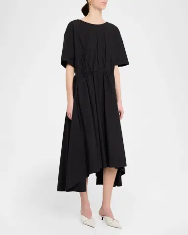 Lafayette 148 New York Drawstring Cotton Midi Dress | Thumbnail 8 Lafayette 148 New York Drawstring Cotton Midi Dress | Thumbnail 8