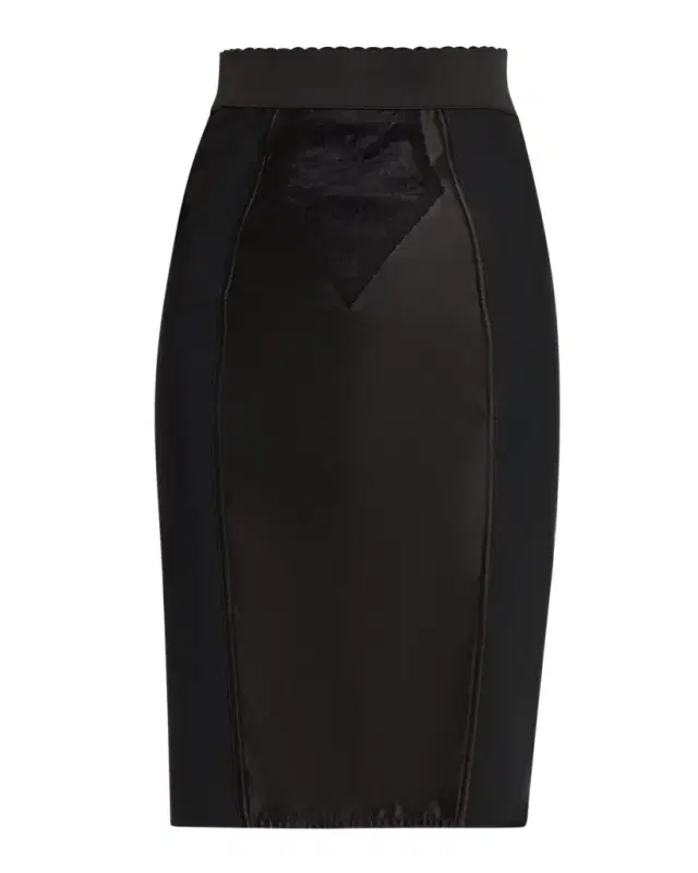 Lace Satin Paneled Pencil Skirt