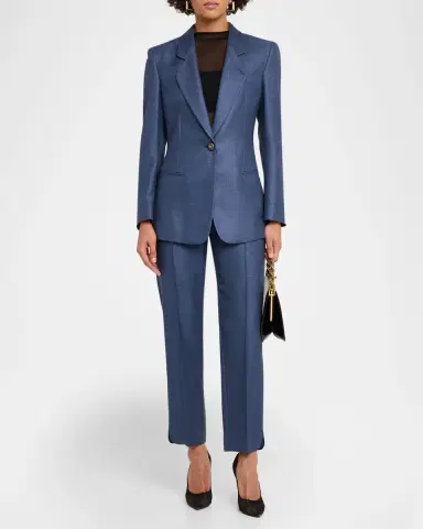Giorgio Armani Silk Straight-Leg Ankle Slit Trousers | Thumbnail 6 Giorgio Armani Silk Straight-Leg Ankle Slit Trousers | Thumbnail 6