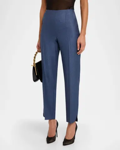 Giorgio Armani Silk Straight-Leg Ankle Slit Trousers | Thumbnail 8 Giorgio Armani Silk Straight-Leg Ankle Slit Trousers | Thumbnail 8