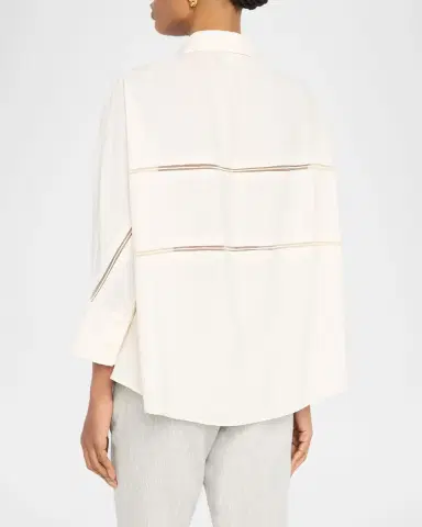 Fabiana Filippi Sheer Inset Stretch Wool-Blend Shirt | Thumbnail 2 Fabiana Filippi Sheer Inset Stretch Wool-Blend Shirt | Thumbnail 2