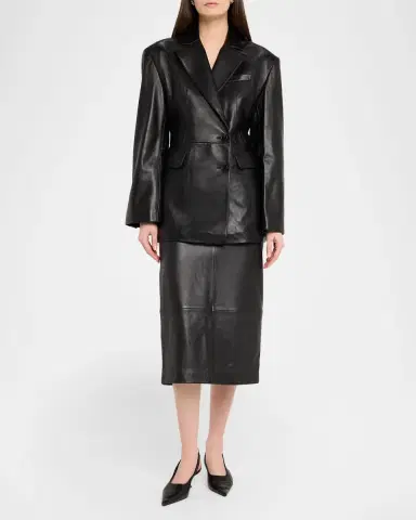 ARMA Lydia Single-Breasted Lambskin Leather Jacket | Thumbnail 2 ARMA Lydia Single-Breasted Lambskin Leather Jacket | Thumbnail 2