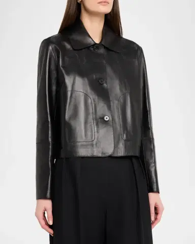 ARMA Emy Cropped Lambskin Leather Jacket | Thumbnail 4 ARMA Emy Cropped Lambskin Leather Jacket | Thumbnail 4