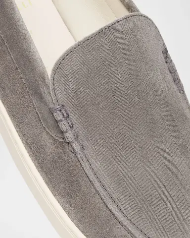 Brunello Cucinelli Men's Chevron Suede Slip-On Sneakers | Thumbnail 4 Brunello Cucinelli Men's Chevron Suede Slip-On Sneakers | Thumbnail 4