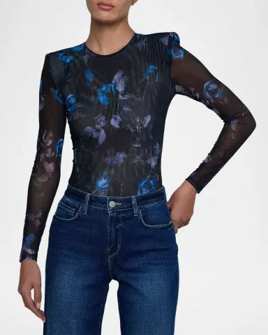 L'Agence Trista Floral Mesh Bodysuit | Thumbnail 4