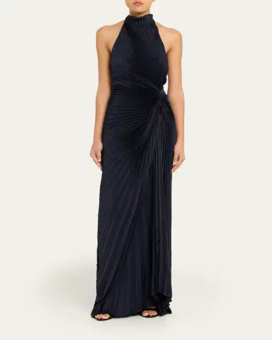A.L.C. Romy High-Neck Pleated Satin Gown | Thumbnail 2 A.L.C. Romy High-Neck Pleated Satin Gown | Thumbnail 2