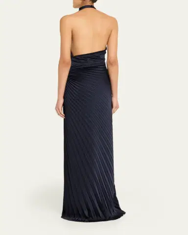 A.L.C. Romy High-Neck Pleated Satin Gown | Thumbnail 3 A.L.C. Romy High-Neck Pleated Satin Gown | Thumbnail 3