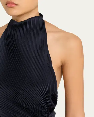 A.L.C. Romy High-Neck Pleated Satin Gown | Thumbnail 5 A.L.C. Romy High-Neck Pleated Satin Gown | Thumbnail 5