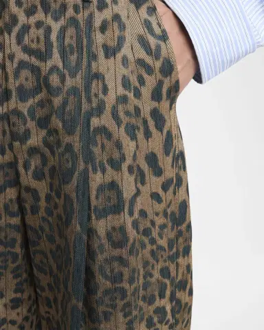 Dolce & Gabbana Men's Cheetah Printed Wide-Leg Pleated Trousers | Thumbnail 5