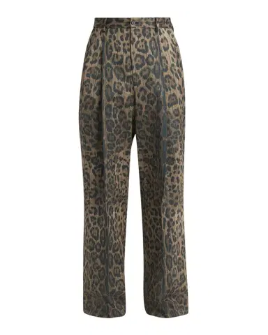 Dolce & Gabbana Men's Cheetah Printed Wide-Leg Pleated Trousers | Thumbnail 1