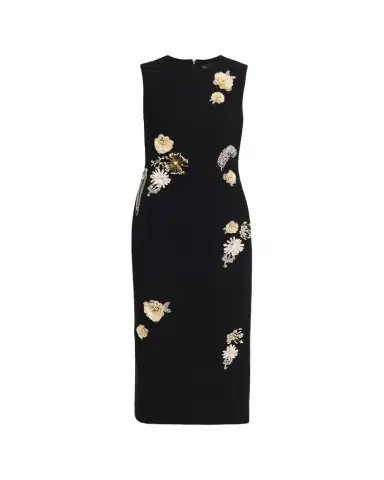 Oscar de la Renta Crystal Embroidered Tweed Sleeveless Midi Cocktail Dress | Thumbnail 1 Oscar de la Renta Crystal Embroidered Tweed Sleeveless Midi Cocktail Dress | Thumbnail 1